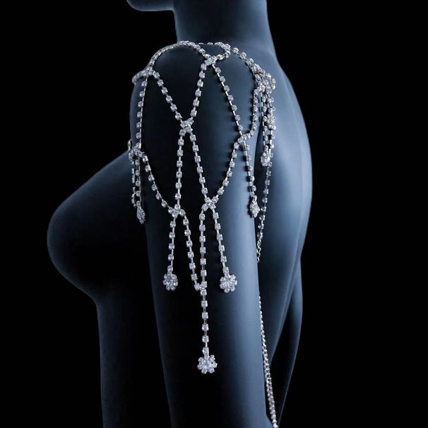 Fashion new full diamond tassel shoulder chain fashion bridal wedding rhinestone accessories shoulder chain_ipsvogv.com