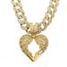 Unisex New Arrival Full Diamond Alloy Wing Pendant Cuban Chain Necklace Trendy Wing Heart Pendant Accessories_ipsvogv.com