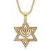 Hip Hop New Titanium Steel Gold-Plated Inlaid Diamond Star Of David Pendant Men's Hexagram Necklace_ipsvogv.com