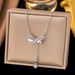 Titanium Steel Tassel Bow Necklace Women's Luxury Simple Advanced Versatile Lily Of The Valley Pendant Kwai_ipsvogv.com