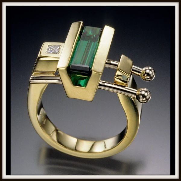 Sanjie Gold Plated Inlaid Green Ring Accessories Creative Women's Jewelry_ipsvogv.com