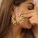 Fashion Design Metal Glossy Foldable Studs Drops Jewelry For Women Geometric Petal Earrings_ipsvogv.com
