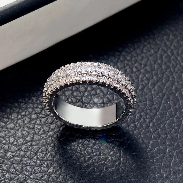 Sanjie's New Minimalist Ring With Three Rows Of Diamond Inlaid Jewelry, Fashionable Bridal Princess Ring, Women's_ipsvogv.com