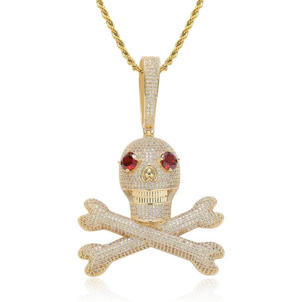 Pendants & Charms Hip Hop Pendant Red Eyed Skull Necklace Micro Inlaid Zircon Personality Men's Niche Hip Hop Accessories_ipsvogv.com