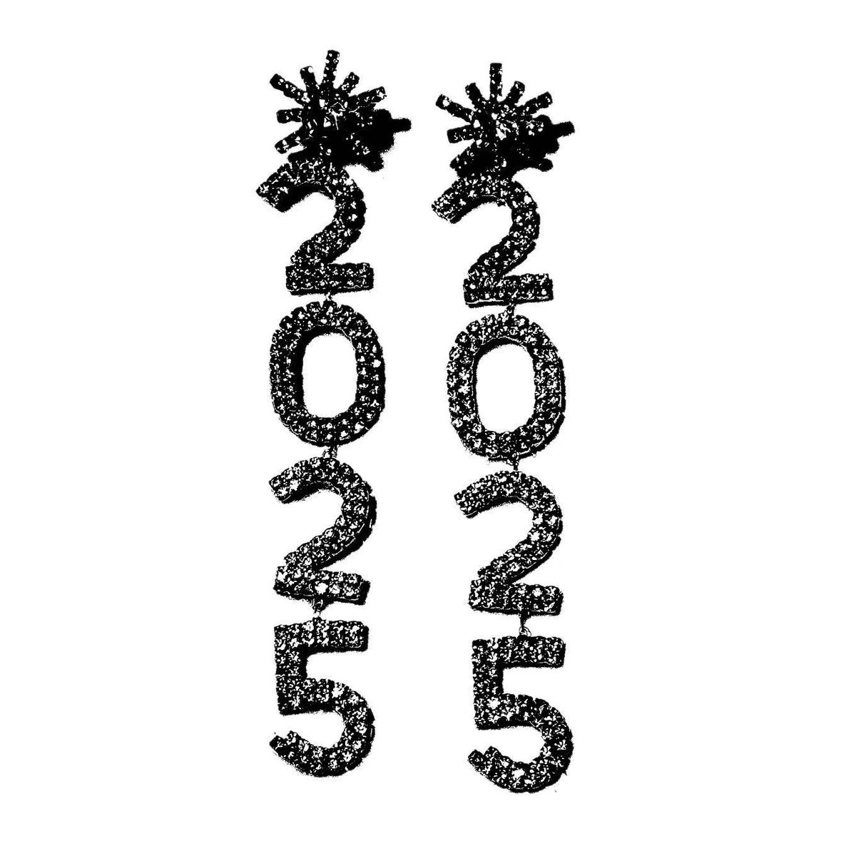 Rhinestone snowflake number 2025 women's pendant long earrings geometric tassel pendant earrings_ipsvogv.com