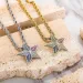 New Menss Hip Hop Colorful Cubic Zirconia Star Pendant Necklace Full Diamond Multi-color Pentagram Charm Brooch Copper_ipsvogv.com