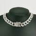 Unisex 16mm Rectangular Glass Necklace Trendy Cuban Chain Full Of Diamonds Original Design Alloy Hip Hop Style_ipsvogv.com