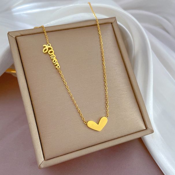 Full Body 【 Titanium Steel 】 Minimalist Style English Love Furnace Genuine Gold Necklace For Women's Ins Mesh Red 【 】_ipsvogv.com