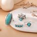 New Combination Bohemian Feather Big Turquoise 4-piece Set Ring_ipsvogv.com
