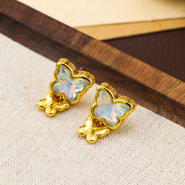 Qingdao jewelry high-end niche butterfly women's S silver needles, exquisite and small tassel earrings, metal earrings_ipsvogv.com