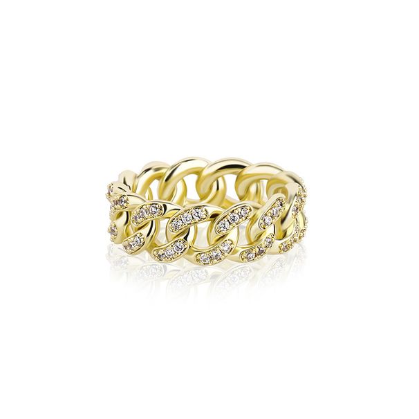 Ins Hot Cuban Chain Ring Inlaid With Zircon Real Gold Electroplating Hip Hop Men And Women Ring Bling_ipsvogv.com