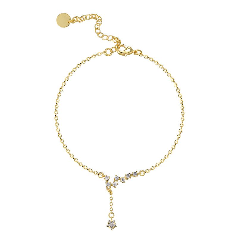 Summer Niche Design Anklet For Women, Gold Micro Inlaid Zircon Big Dipper Simple Style Foot Ornament_ipsvogv.com