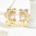Metal Flower Inlaid Pearl Design Earrings For Women All Match High End Earrings Trendy Earrings_ipsvogv.com