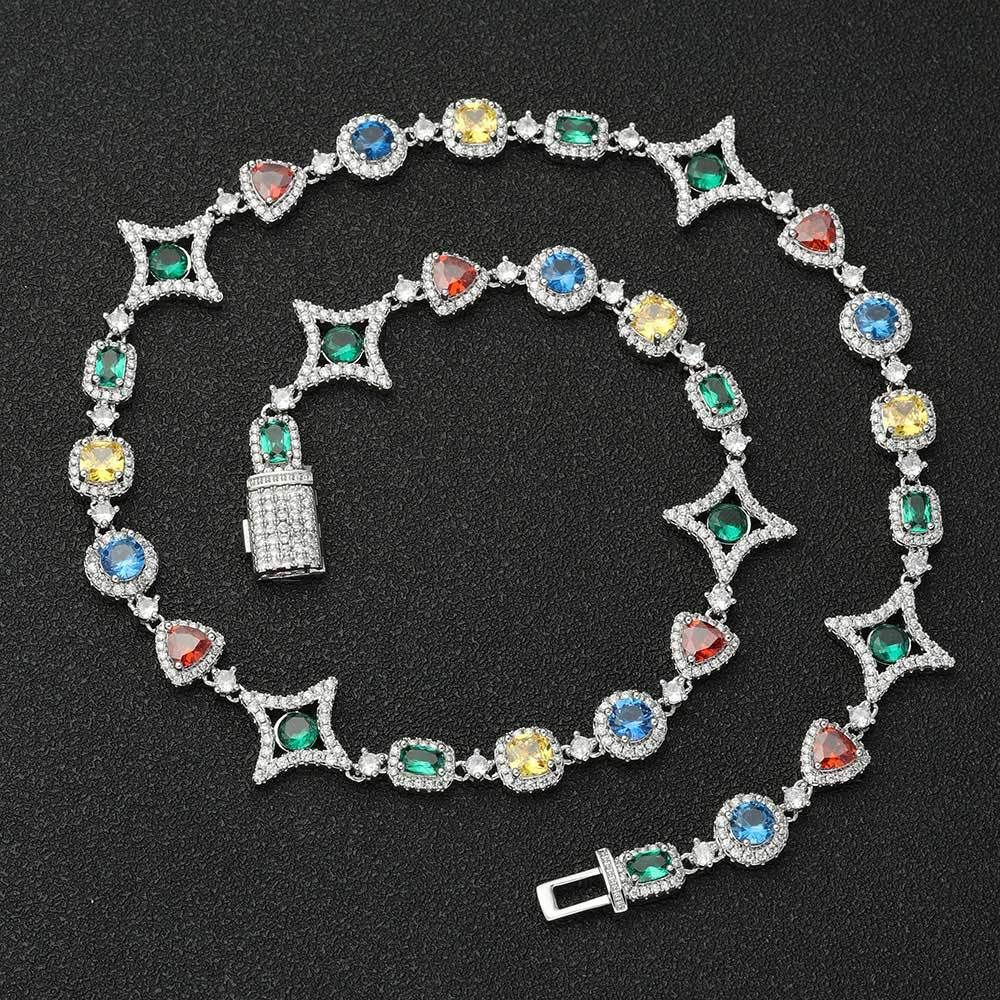 Women's Jewelry Set Fashion Colored Gemstone Necklace Female Jewelry Accessories Clavicle Chain Zircon Men's Necklace_ipsvogv.com