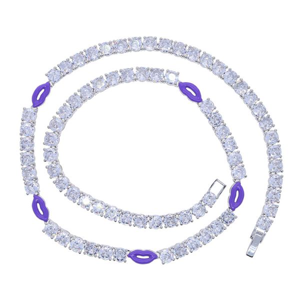 Men's Jewelry Lips Tennis Chain Fashion Inlaid Zircon Tennis Chain_ipsvogv.com