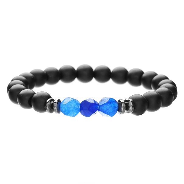 Simple Men's Faceted Black Agate Tiger Eye Stone Blue Stone Elastic Bracelet Ins Style All Match Bracelet Hand Jewelry Stacking_ipsvogv.com