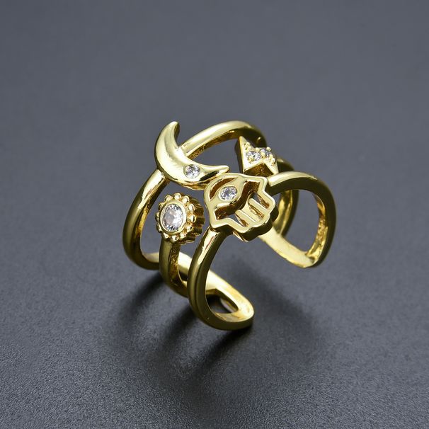 Women’s Jewelry Set Fashion Retro Hollow Palm Moon Sun Lightning Geometric Open Ring Female New Product_ipsvogv.com