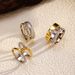 Women’s Jewelry Set Fashion Simple Retro Stainless Steel Ring Double Layer Fishbone Pattern Inlaid Zircon Gold And Silver Two Color Closed Ring_ipsvogv.com