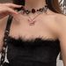 Unisex Dark Personality Exaggerated Red Rose Butterfly Necklace Choker Gothic Punk Hot Girl Clavicle Necklace Female_ipsvogv.com