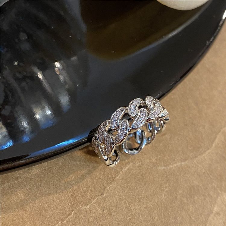 Korean Niche Design, Diamond Studded Cuban Open Ins Cool Wind, Internet Celebrity, Index Finger Ring, Couple_ipsvogv.com