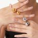 French Niche Design Water Droplet Mirror Striped Couple Ring, Light Luxury Color Preservation Open Ring_ipsvogv.com