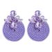 Fashionable And Trendy Exaggerated Earrings, Alloy Colored Rhinestone Polyester Elastic Thread Woven Round Earrings_ipsvogv.com