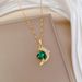】 Green 【 Love Dolphin Light Luxury Charm Gorgeous Full Diamond Necklace Women's Versatile Clavicle Titanium Steel Chain 【 】_ipsvogv.com