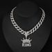 Hip Hop Letter KING Necklace For Men, Street Cuban Chain Decoration, Personalized Alloy Full Diamond Crown Pendant_ipsvogv.com