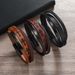 New Style Jewelry Printed Cross Men's Leather Woven Magnetic Buckle Bracelet Versatile Simple Wristband_ipsvogv.com