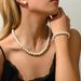 Ins niche light luxury high-end necklace earring set versatile with inlaid pearl design bracelet simple collarbone chain_ipsvogv.com