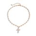 Temperament Pearl Cross Pendant Necklace, Women's Simple Ins Style Metal Chain Collarbone Necklace_ipsvogv.com