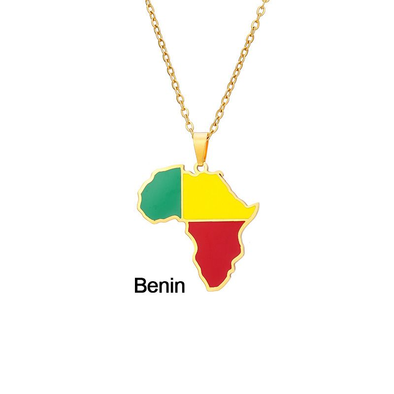 hot selling Africa map stainless steel oil drop necklace men and women fashion flag pendant jewelry_ipsvogv.com