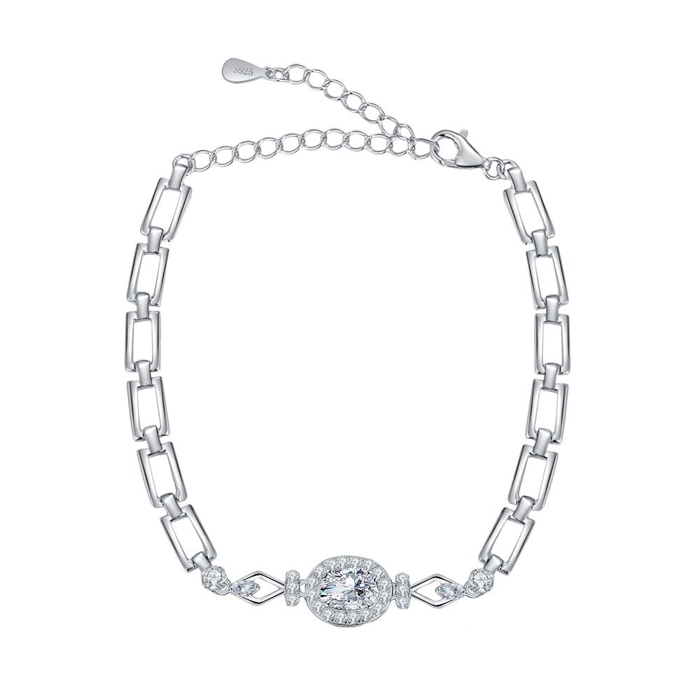 Sterling Silver Moissanite Bracelet 1CT Egg Shaped Bracelet Light Luxury Fashion Temperament Simple Exquisite Female Jewelry_ipsvogv.com