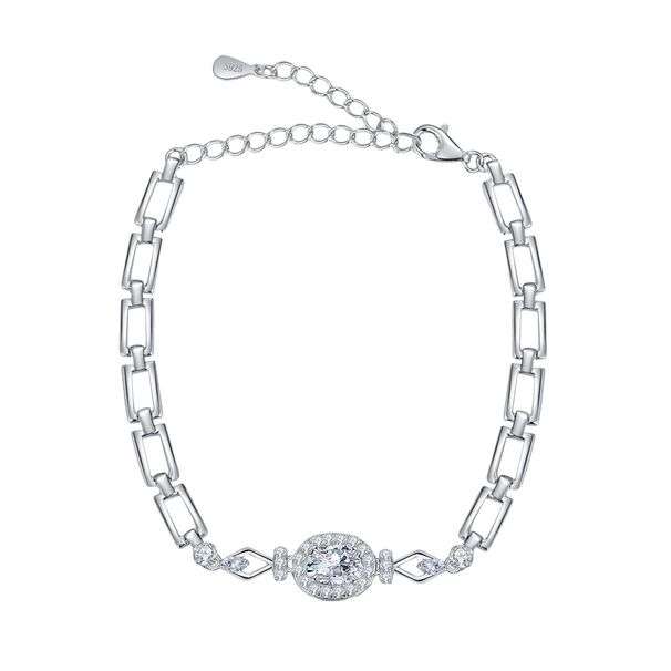 Sterling Silver Moissanite Bracelet 1CT Egg Shaped Bracelet Light Luxury Fashion Temperament Simple Exquisite Female Jewelry_ipsvogv.com