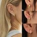 Brass With Real Gold Plating, Hot Selling Across Europe And America, Simple And Stylish Zircon Inlaid Ladies' Earrings And Hoop Three Piece Set_ipsvogv.com