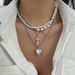 Pearl necklace jewelry autumn and winter clavicle chain cross pendant heavy multi layer choker female_ipsvogv.com