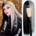 wig female long straight hair air bangs two color yin and yang head Halloween cos chemical fiber wig set_ipsvogv.com