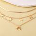 Fashionable And Personalized Gold Star Moon 3-Layer Necklace Accessories_ipsvogv.com