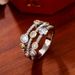 Cao Shi's Bicolor Zircon Ring with Hollow Geometric Lines, Dotted Diamond Ring, Women's Color Separation Ring_ipsvogv.com