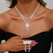 Women’s Jewelry Set Fashion Bridal Banquet Casual Zircon Necklace Niche Flower Tassel Pendant Zircon Earring Set_ipsvogv.com