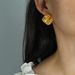 Women's Jewelry High End Fashion Niche Personality Twist Ear Buckle Stainless Steel Square Texture Earrings Temperament Earrings_ipsvogv.com