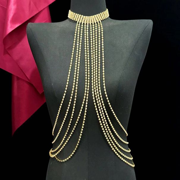 Fashion multi layer rhinestone tassel body chain summer beach party sexy fashion full diamond body chain_ipsvogv.com