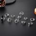 New Black Carved Hollow Cross Drip 11 Piece Set Ring_ipsvogv.com
