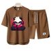 Men's Clothing 2024 Waffle Casual Summer Suit Men's Loose Teen Short sleeved T shirt Shorts Handsome Two piece Suit_ipsvogv.com