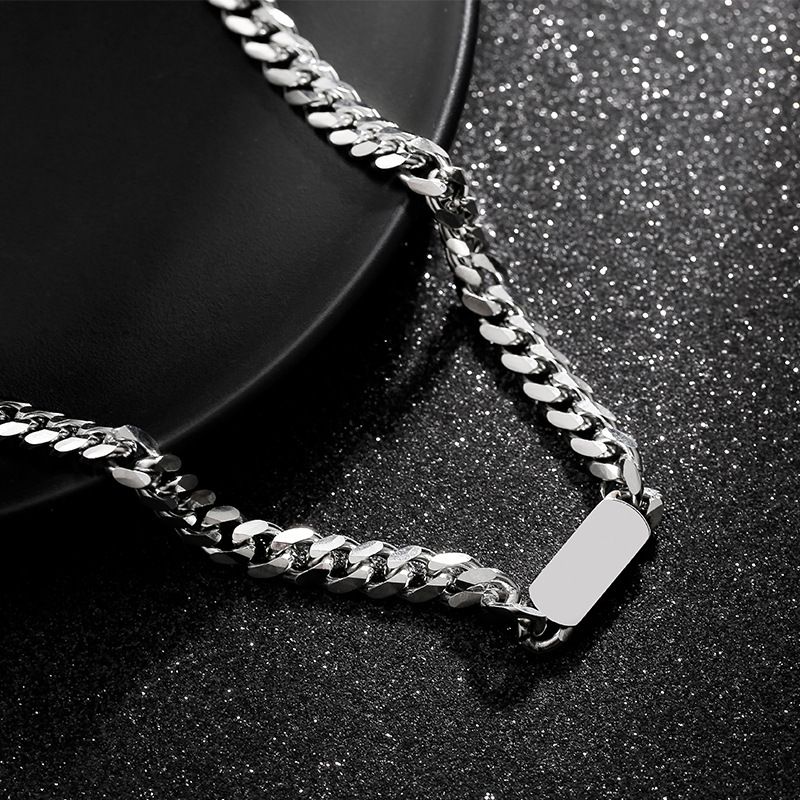Titanium steel necklace Cuban chain necklace men's trendy hip hop titanium steel chain men's simple and versatile men's jewelry_ipsvogv.com