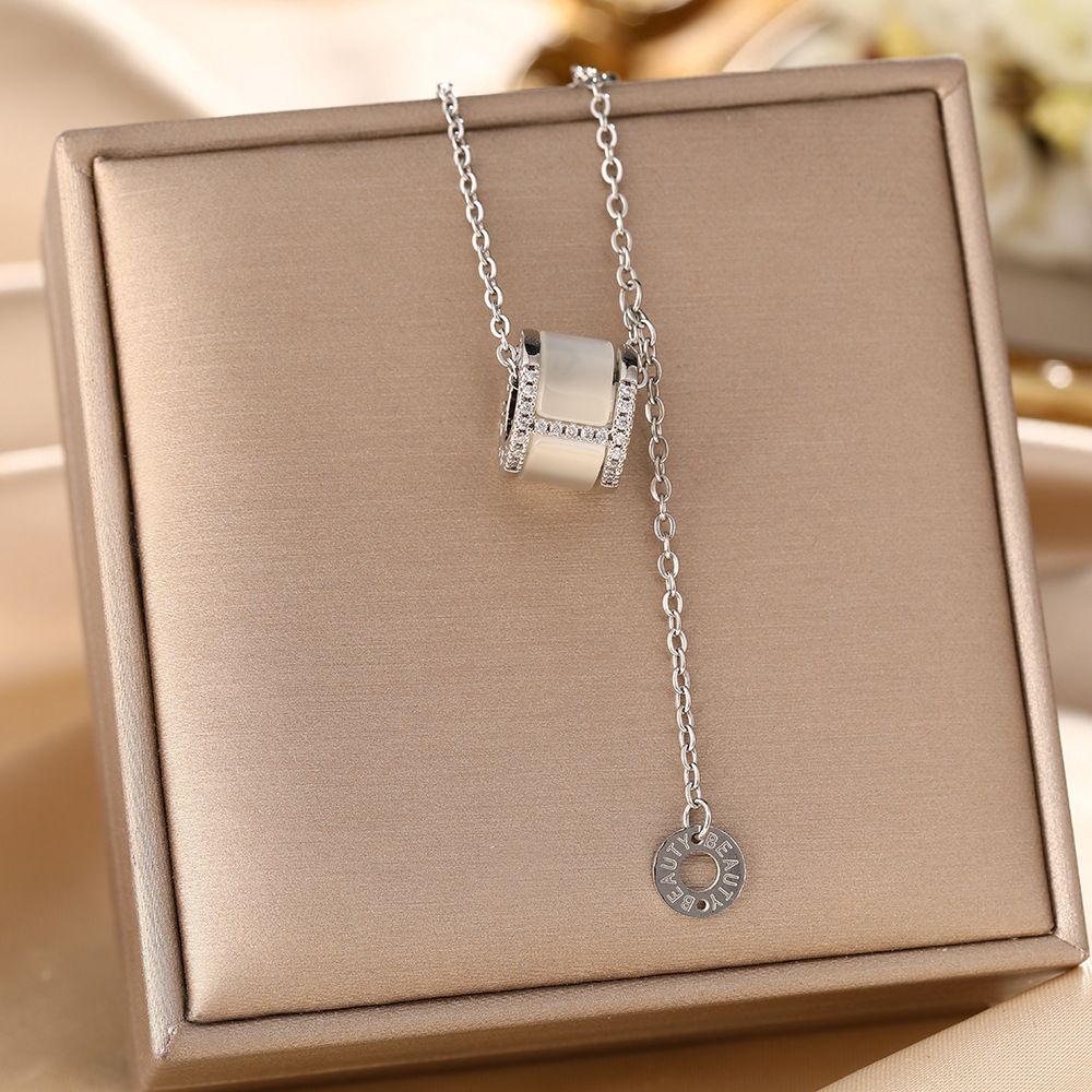 Titanium Steel Necklace, Women's Cat Eye Stone, Large Waist Pendant, High-end Feeling, Collarbone Chain Accessory, Not_ipsvogv.com