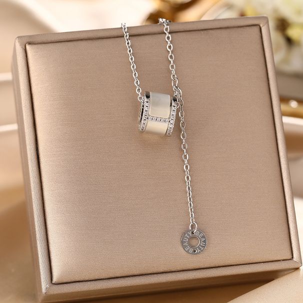 Titanium Steel Necklace, Women's Cat Eye Stone, Large Waist Pendant, High-end Feeling, Collarbone Chain Accessory, Not_ipsvogv.com