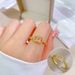 【 Real Gold Electroplating 】 Open Double Small Fragrance Fashionable Micro Inlaid Light Luxury Finger Ring_ipsvogv.com