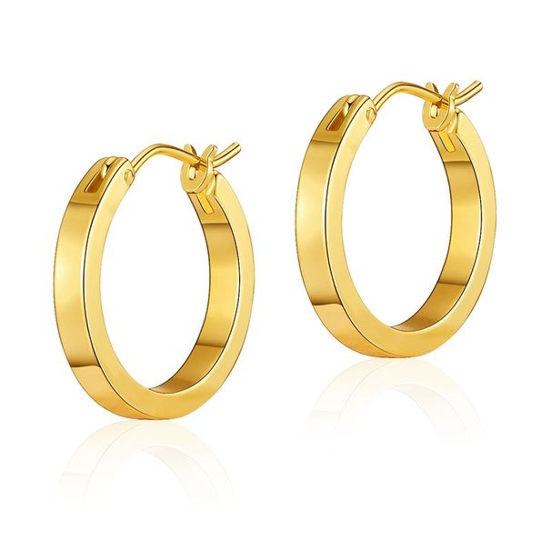 Brass Plated K Real Gold Minimalist Hoop Personality Earrings Hiphoop Glossy Circle Metal Texture Earrings_ipsvogv.com