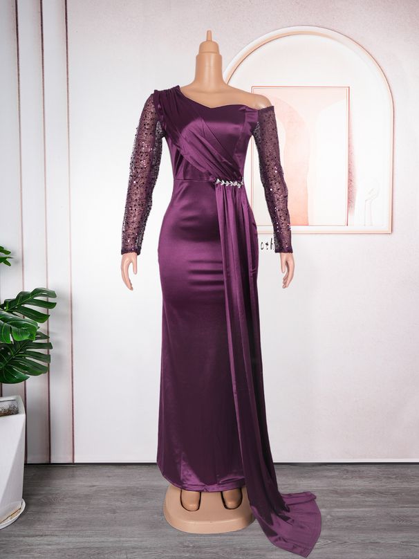 Women's Clothing 2024 New Women's Large Size Bridesmaid Dress Trailing Banquet Evening Dress_ipsvogv.com